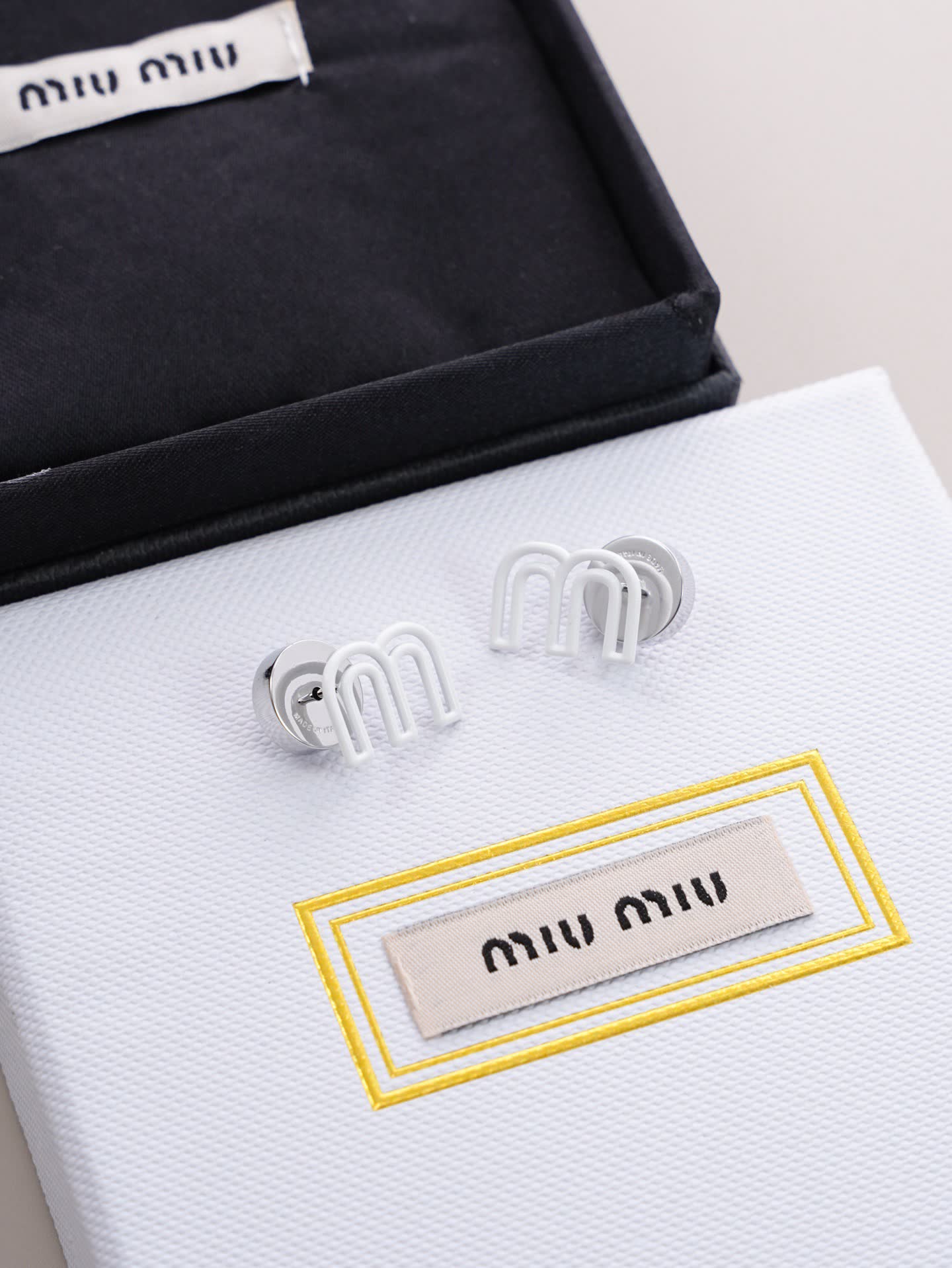 Miu Miu Silver 'M' Stud Earrings